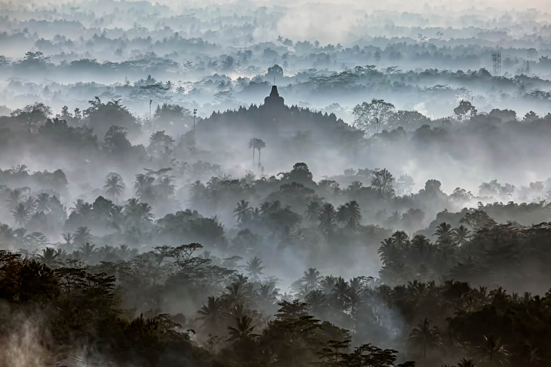 Borobudur Temple in the mist